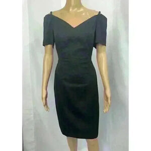 Vintage 90s Incognito Womens 7/8 Stretchy Black Cold Shoulder Sheath Dress